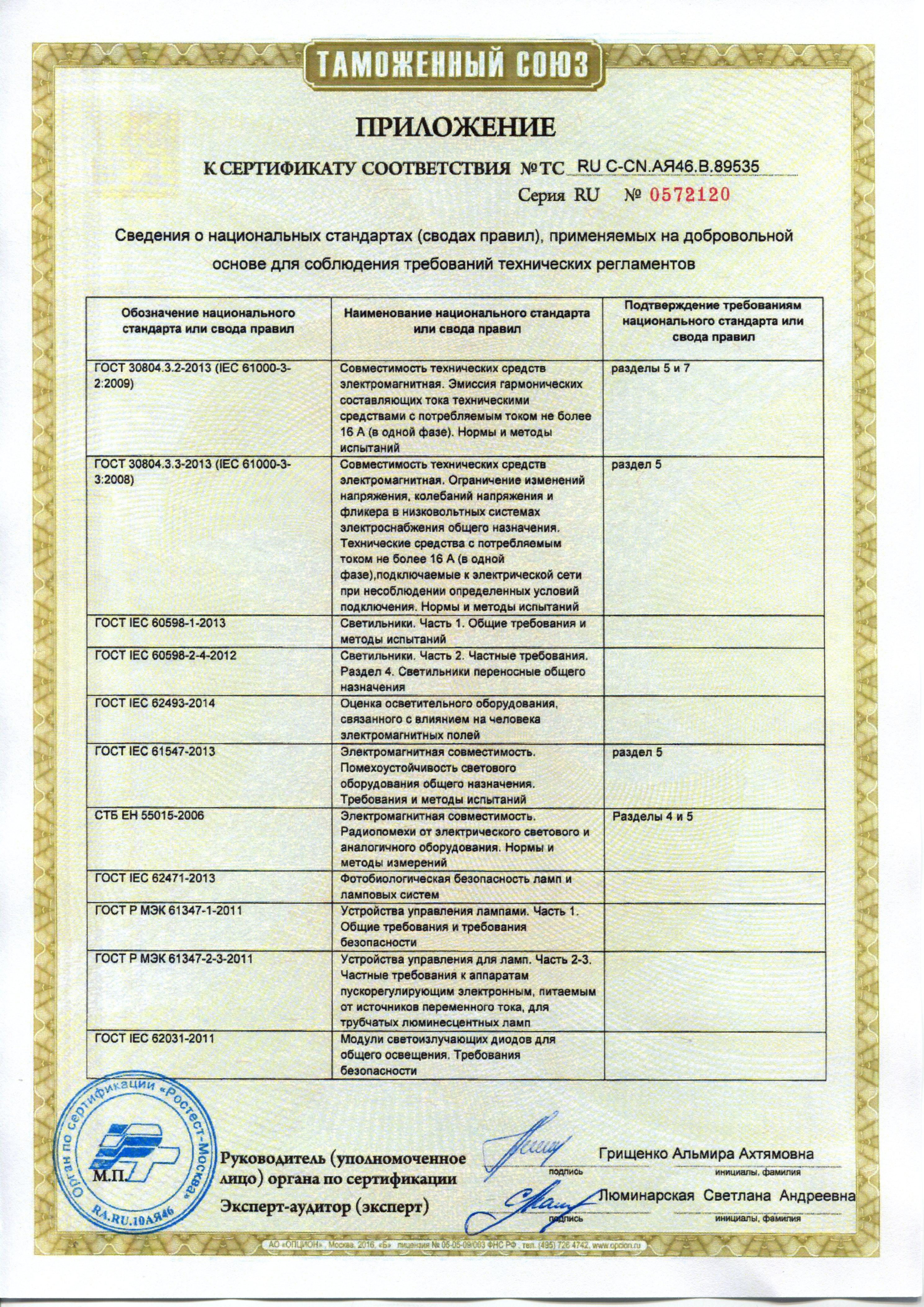 Сертификат на товар - Светильник настольный Camelion KD-017A серебристый