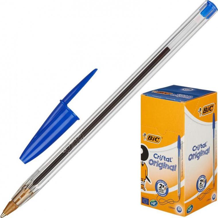 Ручка шариковая одноразовая BIC Cristal синяя (толщина линии 0.4 мм)