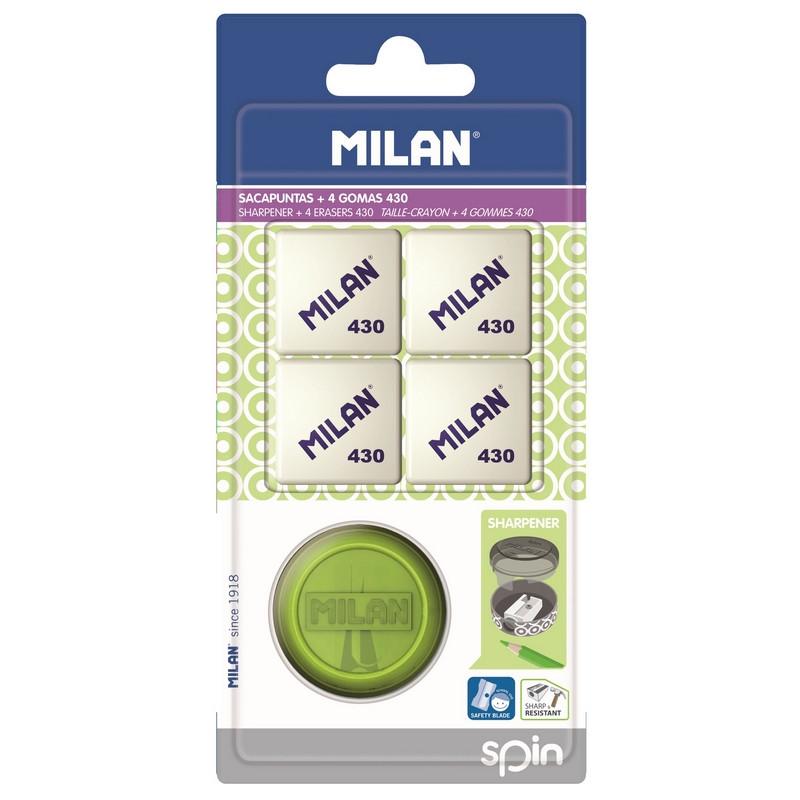 Набор Milan: точилка Spin + 4 ластика 430 (BYM10227)
