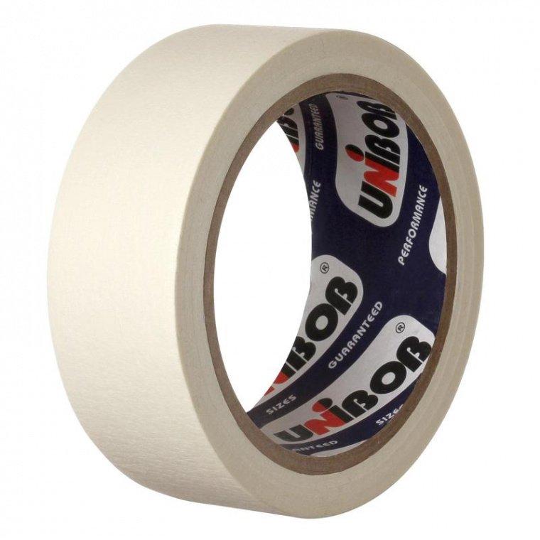 Клейкая лента малярная Unibob белая 48 мм x 25 м (бумажная, легкоудаляемая)