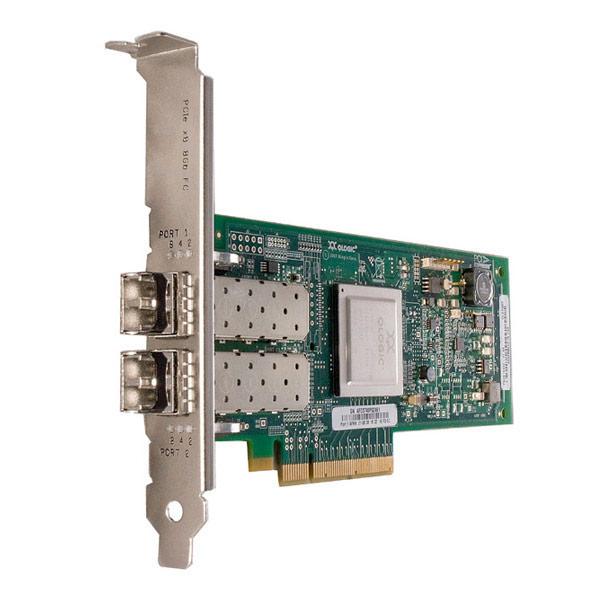 Qlogic QLE2562 8Gb Dual Port FC HBA, x8 PCIe, SR LC multi-mode optic