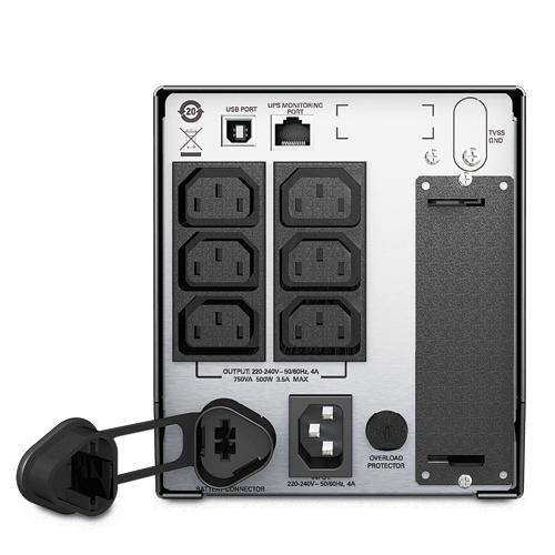 APC Smart-UPS 750VA/500W, Line-Interactive, LCD, Out: 220-240V 6xC13, SmartSlot, USB, HS User Replaceable Bat, Black, 3(2) y.war. (REP: SUA750I)