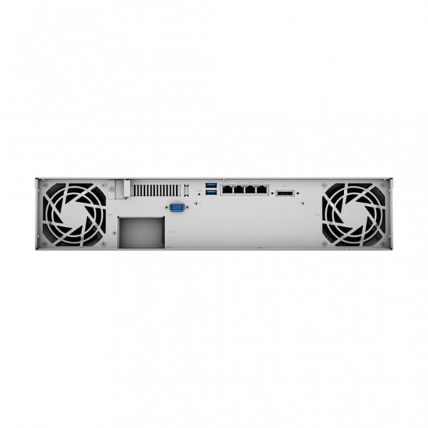 Synology Rack 2U, QC2.4GHzCPU/2GbDDR3-L(upto16)/RAID0,1,5,6,10/upto 8 hot plug HDDs SATA(3,5'or2,5')(upto 12 with RX418)/2xUSB3.0/1eSATA/iSCSI/4xGbE(+1Expslot)/2xIPcam(upto 40)/norail