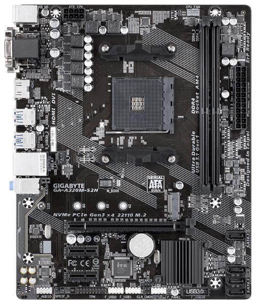 Gigabyte GA-A320M-S2H V1.1 // AM4, mATX, M.2,D-sub, DVI, HDMI, USB 2.0, USB 3.1,PS/2, RTL