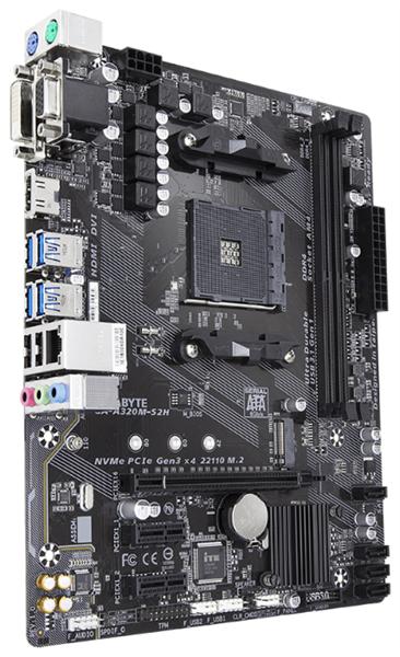 Gigabyte GA-A320M-S2H V1.1 // AM4, mATX, M.2,D-sub, DVI, HDMI, USB 2.0, USB 3.1,PS/2, RTL