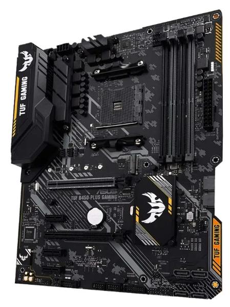 ASUS TUF B450-PLUS GAMING, Socket AM4, B450, 4*DDR4, DVI+HDMI, CrossFireX, SATA3 + RAID, Audio, Gb LAN, USB 3.1*7, USB 2.0*6, COM*1 header (w/o cable), ATX ; 90MB0YM0-M0EAY0