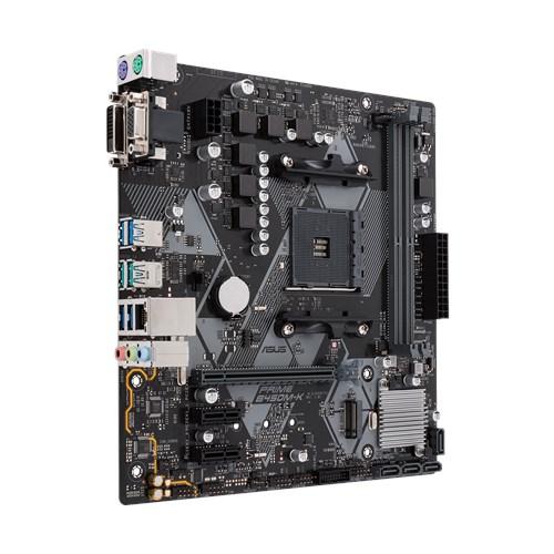 ASUS PRIME B450M-K, Socket AM4, B450, 2*DDR4, D-Sub+DVI, SATA3 + RAID, Audio, Gb LAN, USB 3.1*8, USB 2.0*4, COM*1 header (w/o cable), mATX ; 90MB0YP0-M0EAY0