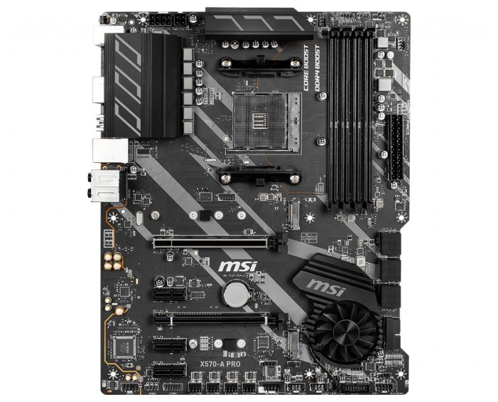 MSI X570-A PRO AM4, AMD X570, 4xDDR4-4400 МГц, 2xPCI-Ex16, аудио 7.1, ATX