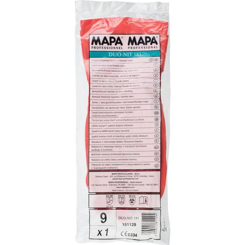Перчатки Mapa Vital/Duo-Nit 181 из нитрила и латекса красные (размер 9, L, пер442009)