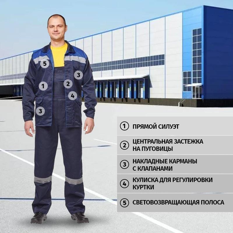 Куртка рабочая летняя мужская л03-КУ с СОП синяя (размер 68-70 рост 158-164)