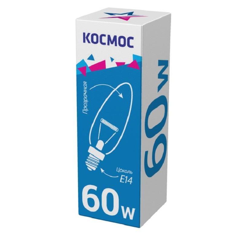 Лампа накаливания Космос 60 В E14 свеча 2300 К теплый белый свет (LKsmSCnCL60E14v2)