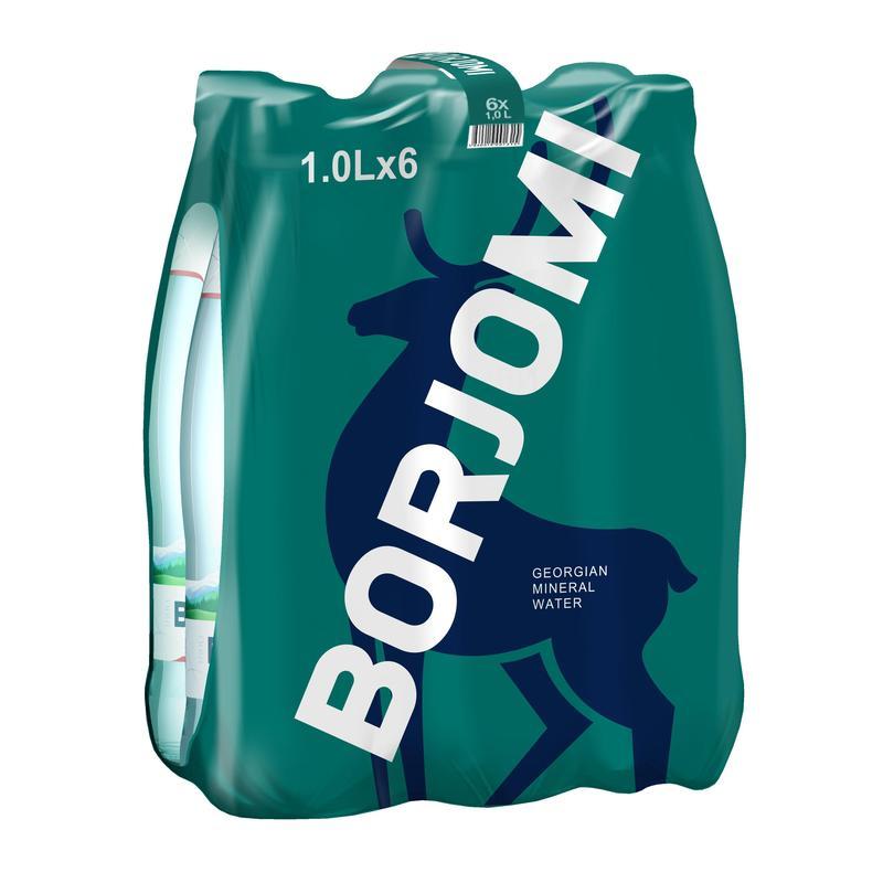 Вода минеральная Боржоми газированная 1 л (6 штук в упаковке)