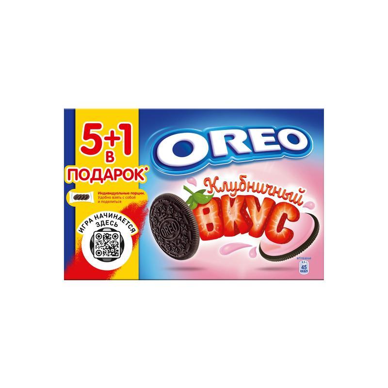 Печенье песочное Oreo с какао и начинкой со вкусом клубники 228 г
