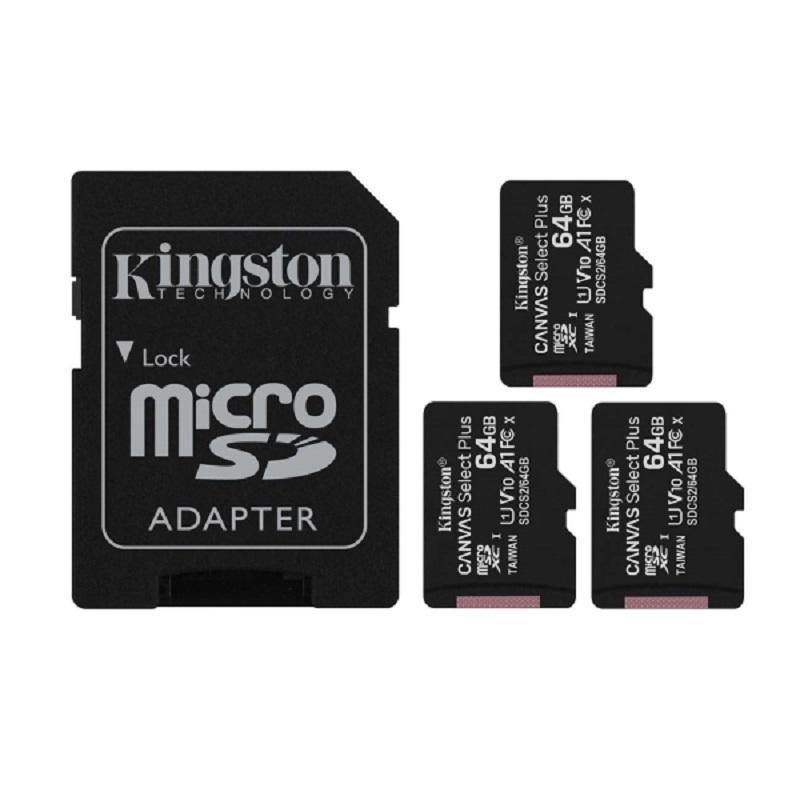 Карта памяти Kingston Canvas Select Plus SDCS2/64GB-3P1A (3 штуки в упаковке)