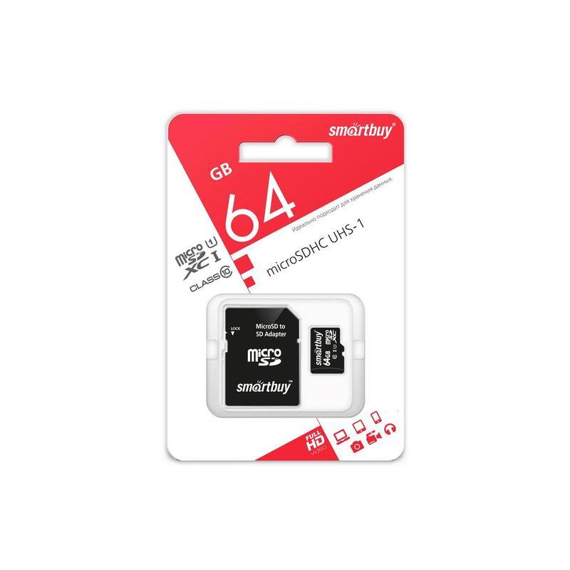 Карта памяти 64 ГБ microSDXC SmartBuy SB64GBSDCL10-01 Class 10