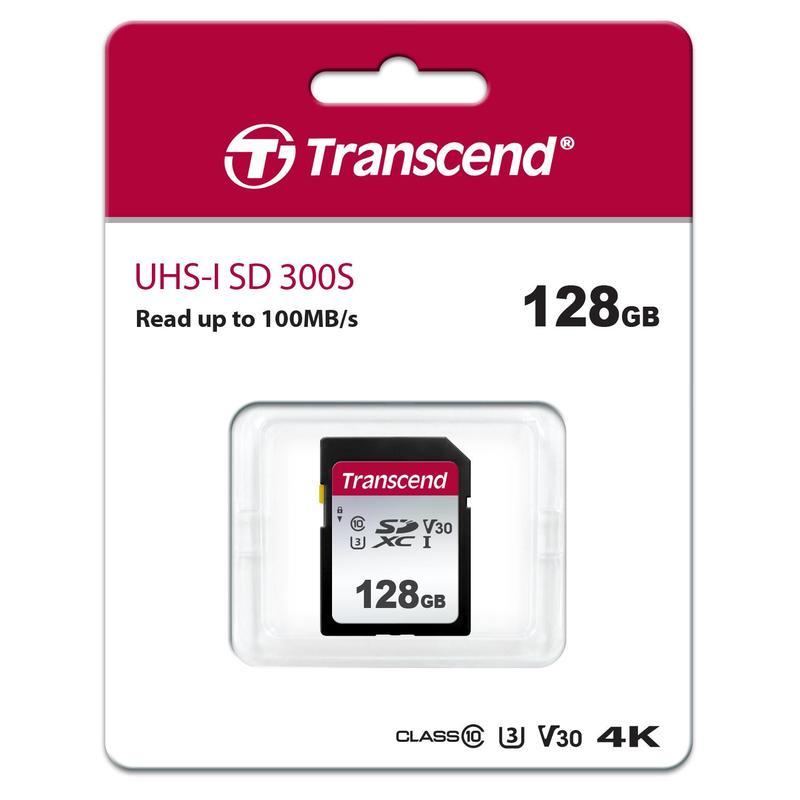 Карта памяти 128 ГБ SDXC Transcend TS128GSDC300S Class 10 UHS-I U3