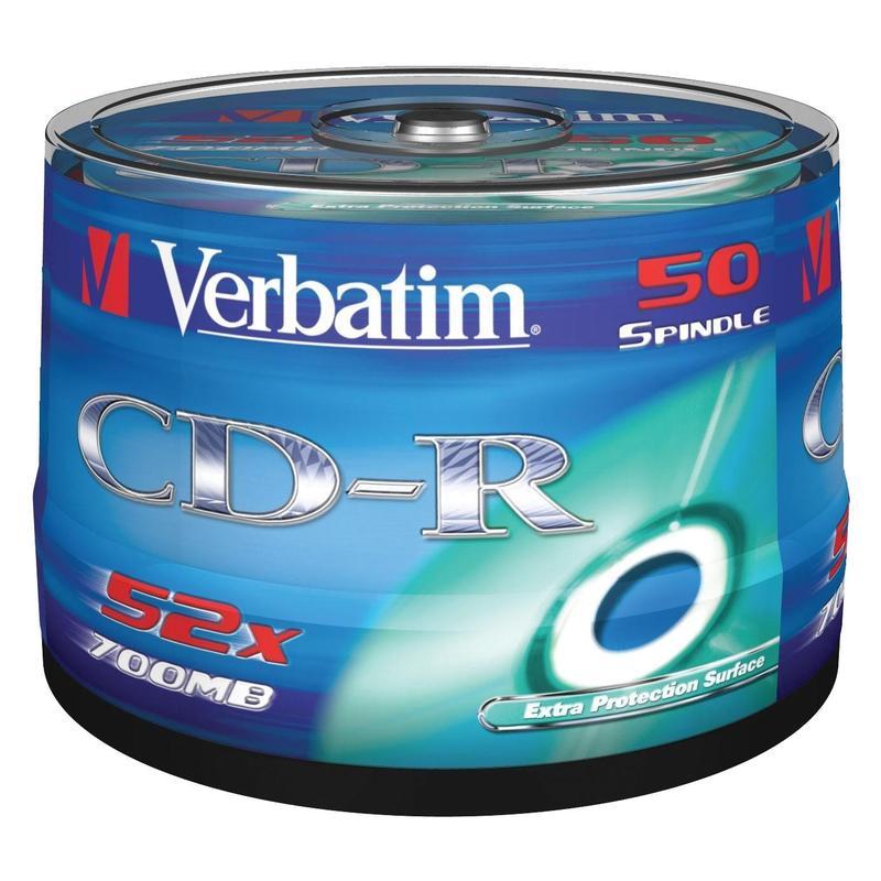 Диск CD-R Verbatim 0,7 GB 52x (50 штук в упаковке)