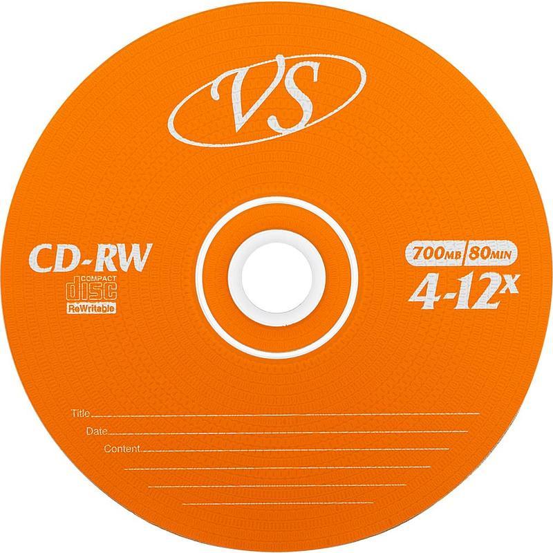 Диск CD-RW VS 0,7 GB 12x (5 штук в упаковке)
