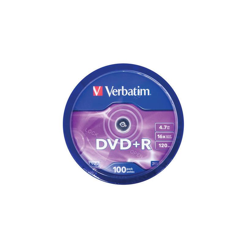 Диск DVD+R Verbatim 4,7 GB 16x (100 штук в упаковке)