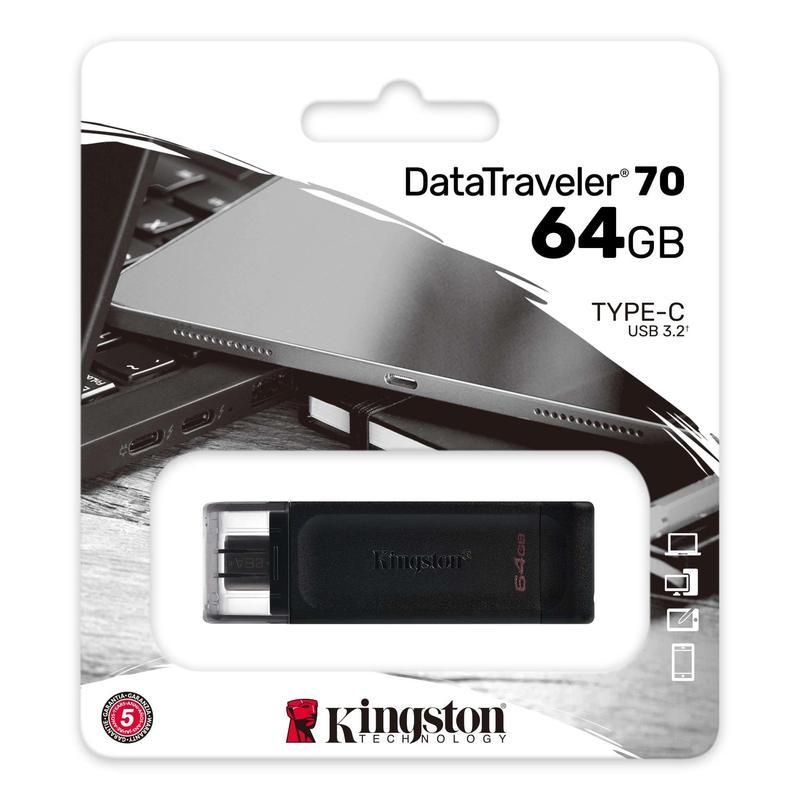 Флеш-память USB 3.2 Gen1 64 Гб Kingston DataTraveler 70 (DT70/64GB)