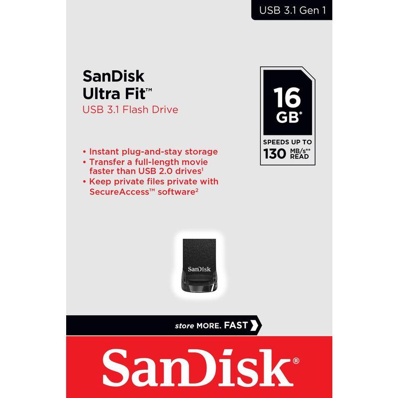Флеш-память USB 3.0 16 Гб SanDisk Ultra Fit (SDCZ430-016G-G46)